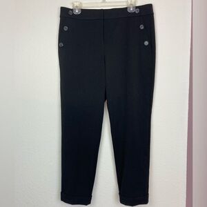 LOFT NWT black cuffed crop trousers w/ 3 buttons on front pockets